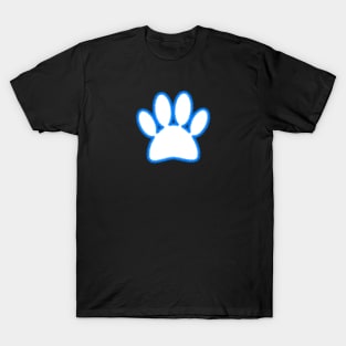 Blue Chalk Line Dog Paw Print T-Shirt